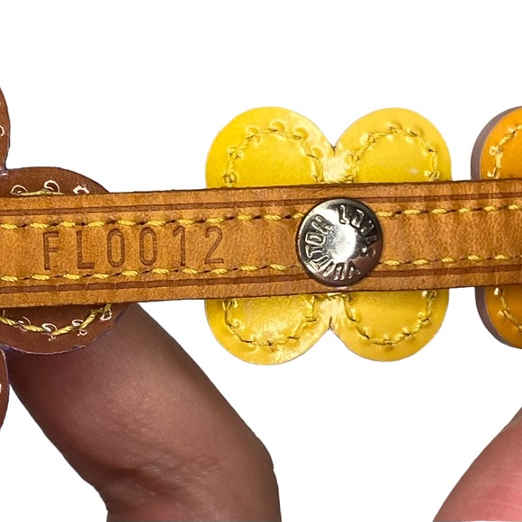 Louis Vuitton Multicolor Vernis Fleur Vachetta Leather Strap Bracelet Authentic - Picture 12 of 13